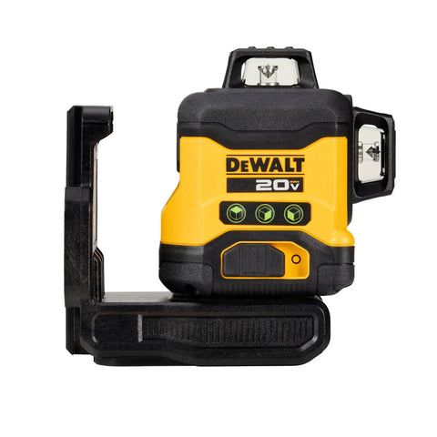 20V Max Laser Level With Cross Line And Three 360 Degree Green Beams Bare Tool Only For Indoor Layouts Self Leveling Lines Up To 40 Meters Indoors Or Up To 100 Meters With Detector, front view
