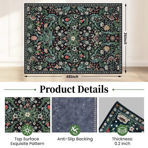 Green Grass Office Chair Mat For Hardwood And Tile Floors 36 By 48 Inches Heavy Duty Desk Chair Mat with floral design and anti-slip backing.