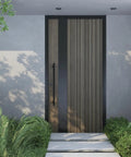 36 Inch Heavy Duty Push Pull Door Handle With Offset Design In Matte Black 304 Stainless Steel For Barn Glass Shower Interior And Exterior Doors Long Ladder Pull Rust Resistant Commercial Grade on modern front door