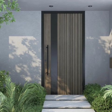 36 Inch Heavy Duty Push Pull Door Handle With Offset Design In Matte Black 304 Stainless Steel For Barn Glass Shower Interior And Exterior Doors Long Ladder Pull Rust Resistant Commercial Grade on modern front door