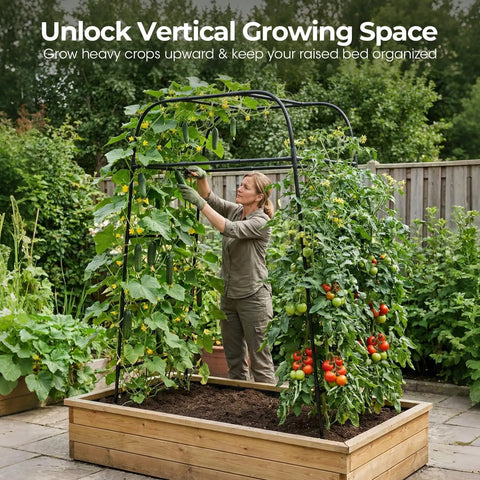 Heavy Duty Garden Arch Trellis For Climbing Plants With Screw Fixation, Rustproof Steel Frame Stands 83 Inches Tall in use