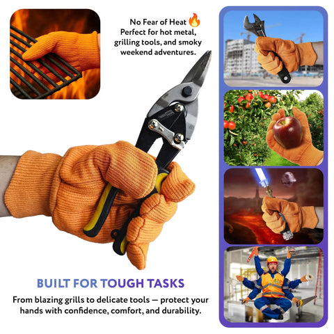 Badass Heat Resistant Work Gloves, High Visibility Orange Cotton And Polyester Blend With Secure Knit Wrist, Massive Pack Of 24 for tool handling.
