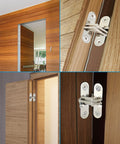 Hidden Gate Hinge Set For Cabinets 1-3/4 Inch Invisible Hinge With Concealed Barrel 180 Degree Opening installed on doors