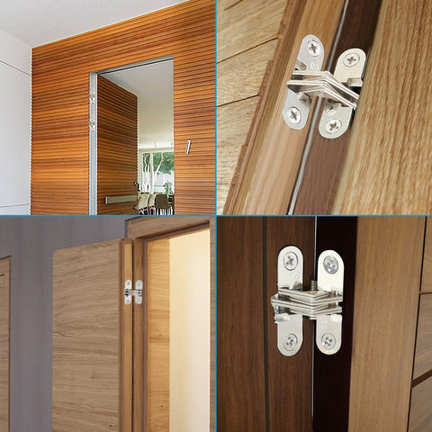 Hidden Gate Hinge Set For Cabinets 1-3/4 Inch Invisible Hinge With Concealed Barrel 180 Degree Opening installed on doors