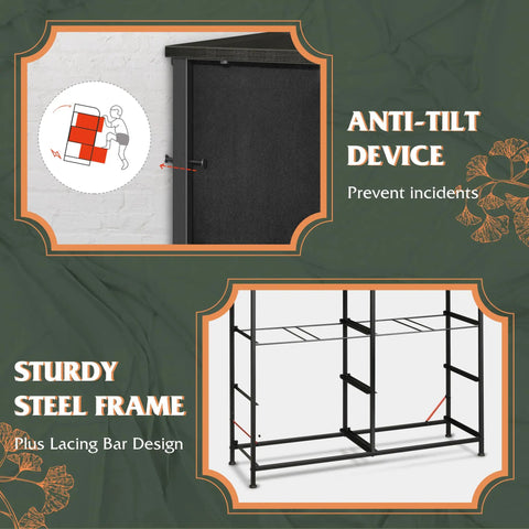Anti-tilt device and sturdy steel frame of Eight Drawer Fabric Dresser for Bedroom and Beyond, Charcoal Black Wood Grain Print