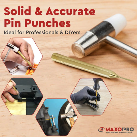Brass Drive Pin Punch Set 8 Piece Non Marring Punch Kit For Watch Repair Jewelry Making Gunsmithing Crafting 3.5 Inch Length