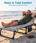 Man reclining on Five-Position Padded Outdoor Chaise Lounge Chair With Heavy-Duty Portable Design For Poolside Sunbathing