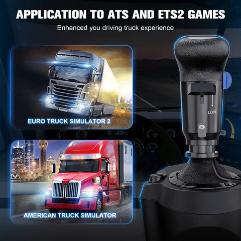 Badass H Pattern USB Gearshift Knob Compatible With Logitech G29 G27 G25 G920 H Shifter for ETS2 ATS with dual simulator images.