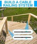 Stair railing with 200 Pack Stainless Steel Left And Right Handed Thread Swage Lag Screws One Eighth Inch For Wood Posts Deck Railing Kit With Wrench Drill Bits Spanner DIY Baluster Kit For Stair Porch And Terrace Railing installed on wood posts.