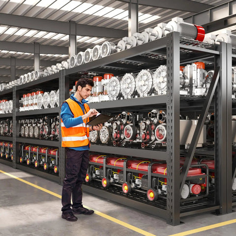 Beefy 8000 Lbs Capacity Garage Shelving System, 77 Inch Wide Heavy Duty Industrial Shelves, 2000 Lbs Per Shelf, Built Tough With Crossbeams And Steel Mesh For Maximum Load And Ultra Organized Space in warehouse