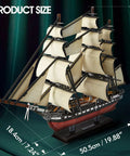 USS Constitution 3D Ship Puzzle For Adults And Teens Realistic Sailing Boat Model Kit dimensions shown