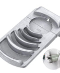 Front view of a silver PVC pipe deburring tool with six stepped blades for 1¼–4 in pipes
