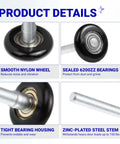24 Pack 1.8 Inch Nylon Garage Door Rollers With 4.7 Inch Stem 6200ZZ Sealed Bearing Eight Ball Design Quiet Durable