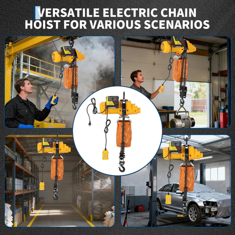 Beefy 1100 Lb Electric Chain Hoist With 15 Ft Lifting Height And 120V Single Phase Overhead Crane G100 Chain And 10 Ft Wired Remote