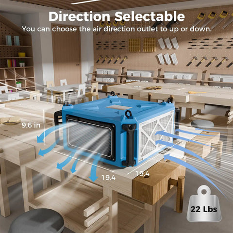Heavy Duty Hanging Dust Filtration System With 270 Degree Intake 780 And 1080 CFM Built In Ionizer Remote Control And Strong Vortex Fan for woodworking shop