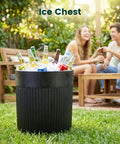 Tough As Nails 90lb Water Filled Patio Umbrella Base With Built In Ice Cooler 3 In 1 Outdoor Table in garden setting