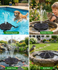 Solar Fountain With 2000mAh Battery, Easy Start On Cloudy Days, Upgraded Glass Solar Water Pump shown in pool, garden, pond, bird bath