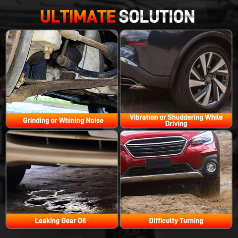 Collage of vehicle issues addressed by Rear Carrier Differential Assembly Final Drive For AWD Nissan Murano 2015 2024 Rogue 2014 2019 Qashqai 2017 2020 2.0L 2.5L 3.5L Replace 383004BF0A 240277FV0A