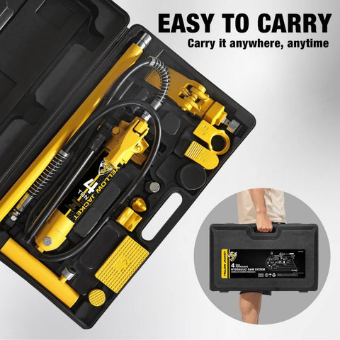 4 Ton Hydraulic Porta Power Kit Pusher Puller Ram Jack For Auto Body Frame Repair Tool With Blow Mold Carrying Case open view