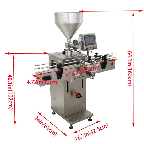 Heavy Duty Servo Automated Paste And Liquid Filling Machine 100 To 1000 Milliliter Capacity with dimensions and stainless steel structure.