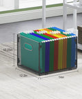 Collapsible Mesh Hanging File Crates With Handy Carry Handle Letter Size Document Holder And Portable Desk Organizer showing colorful folders in steel wire filing box.