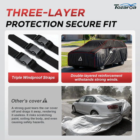 All Weather Hail Protector Car Cover for SUVs 182 to 190 Inches Waterproof featuring triple windproof straps and secure fit