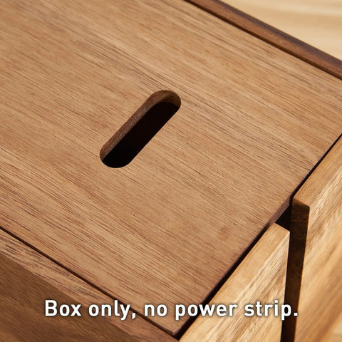 Acacia Wood Cable Management Box With Magnetic Lid And Ventilation For Power Strips, TV Wires, And Desk Or Floor Cables