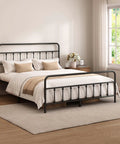 Zero Creak Full Size Metal Bed Frame With Heavy Duty Steel Construction Headboard And Footboard Ready in a cozy bedroom setting.