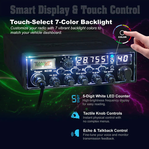 10 Meter Amateur Radio Transceiver With 100W PEP High Output For AM And SSB, 7 Color Touch Display In Use