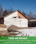 Heavy Duty Pro Grade White Construction Plastic Sheeting 6 Mil Thick Tarp on house exterior for dust containment.