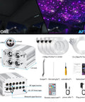 Car Starlight Headliner Kit With Dope 4 Color Fiber Optic Ceiling Lights 32W Engine 1200 Strands installation showcases before and after.