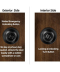 Privacy Door Knobs Matte Black 12 Pack With Keyless Interior Passage Locks Round Style Entry Hardware ease of use details.