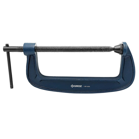 Heavy Duty 8 Inch G Clamp Built Like A Tank With Resilient Iron Frame And Ridiculous 1700 Pound Grip featuring Acme threads.
