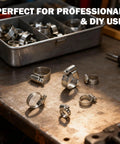 90 Pack 6 Sizes Stainless Steel Hose Clamps Kit 304 Grade Heavy Duty Worm Gear Clamps For 1/4 To 1-1/4 Inch (6-32MM) on workbench
