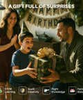 Child receiving a Rugged Army Style RC Helicopter With Altitude Hold And One Key Take Off Landing 2.4GHz Remote Control Toy for birthday