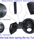 Toyota Tundra Fuel Door Spring Replacement 2007 To 2021 Trucks image showing part numbers and fuel door assembly details.