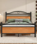 Rock Solid Full Bed Frame With Integrated Headboard, Hella Sturdy Steel Slat Base, Massive Under Bed Storage, Zero Squeak Nightly Rest, Sleek Matte Black Finish, Essential Mattress Foundation in a stylish bedroom.