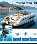 Powerful 4 Stroke 4HP Outboard Motor Short Shaft With CDI Ignition on yacht docked by scenic shoreline, 55CC engine highlighted