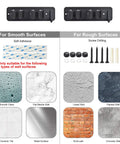 Installation options for 2 Pack Broom Holder Wall Mount With Anti Slip Mop Holder And Self Adhesive Stainless Steel Tool Storage Rack.