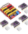 Hands On CNC Shield Expansion Board V3.0 with four DRV8825 stepper driver modules and heatsinks for engravers and 3D printers RAMPS 1.4