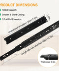 Slick Smooth Ball Bearing Slides 2 Pairs 8 Inch Heavy Duty Full Extension Cabinet Runners 100LB capacity for easy glide tracks.