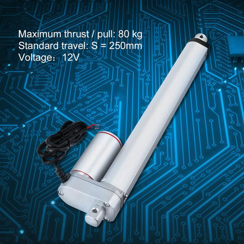 Built Tough Straight Up Heavy Duty DC12V Linear Actuator And Electric Push Rod Motor With 250Mm Stroke on electronic background