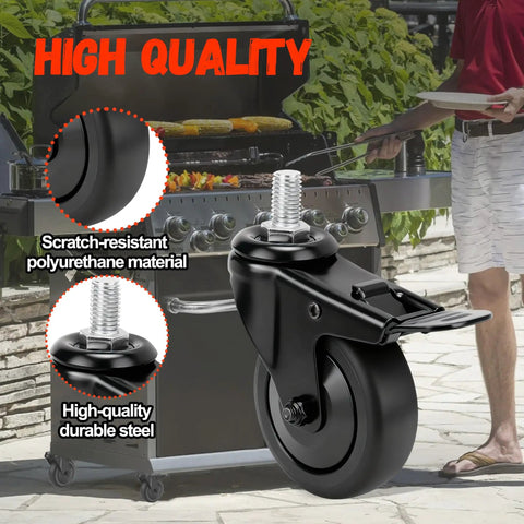 2 Pack 3 Inch Locking Caster Wheels For Pit Boss Pellet Grills Pro Series And Navigator Replacement Stem Casters displaying material details
