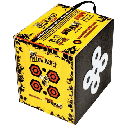 Yellow Jacket Dual Threat Foam Archery Target Block Up To 350 FPS for Compound Bows and Crossbows with 32 bullseyes.