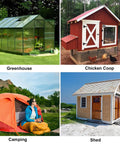 Greenhouse, chicken coop, camping tent, and shed in outdoor settings for 8 Inch Solar Powered Fan With 18W Panel For Air Circulation And Cooling In Greenhouse Poultry Coop Attic And Pet House Install Free Setup Cloudy Day Ready IP65 Panel 14ft Cable Keeps Animals Comfortable