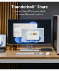 Badass Thunderbolt 5 Dock With Built In Ssd Enclosure, 120Gbps Desktop Hub For Mac And Pc, triple 4K screens connected.