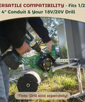 Compact Electric Cable Puller With 1000Lb Force Powers Wire Tugging For #14–1/0 Guage Cables In 1/2–4 Inch Conduit Using Any 18v Or 20v Drill as a versatile tool in action.