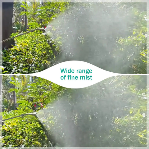 Stainless Steel Sprayer Wand 29 Inches With Lockable Handle spraying fine mist on garden plants