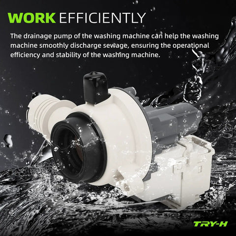 Washer Drain Pump Replacement For Whirlpool Maytag Crosley Kenmore Easy DIY Install Quiet Durable Pump Fits Select Models Like 8TWTW5010PW0 8TWTW5057PW0 WTW5000DW3 WTW6120HC1 HC3 MVW4505MW1, plastic drain pump