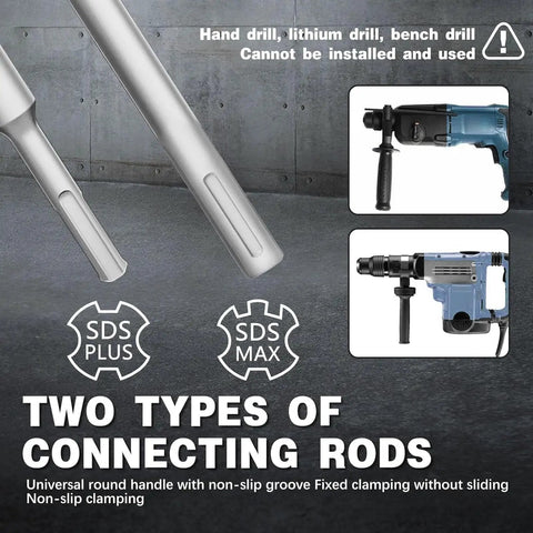Heavy Duty Concrete Hole Saw Kit With 7 Tungsten Steel Masonry Drill Bits For Stone Brick And Cement Wall Drilling Including Sds Plus And Max Connectors To Get The Job Done Fast. SDS Plus and SDS Max connecting rods for hammer drills